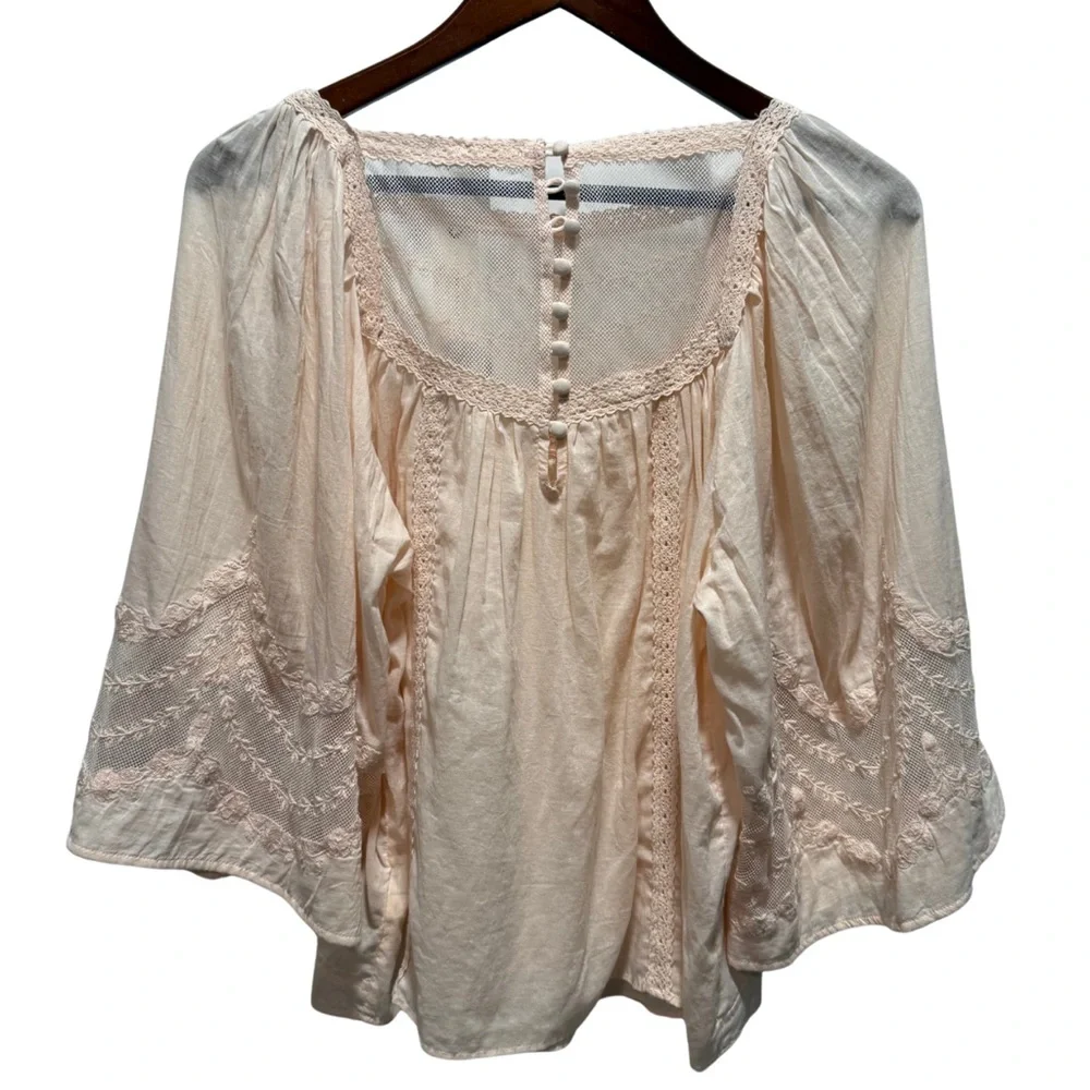 NWT Anthropologie Valentia Peasant Blouse Pink/Rose‎ Womens 12 - Picture 6 of 7